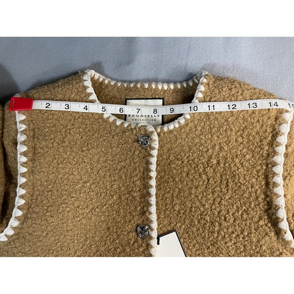 Bagatelle Collection Tan Boucle Whipstitch Jacket Silver Knot Buttons 85636 XS - Picture 8 of 10